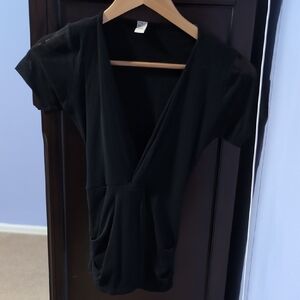 Sweet Pea Black V-Neck Blouse